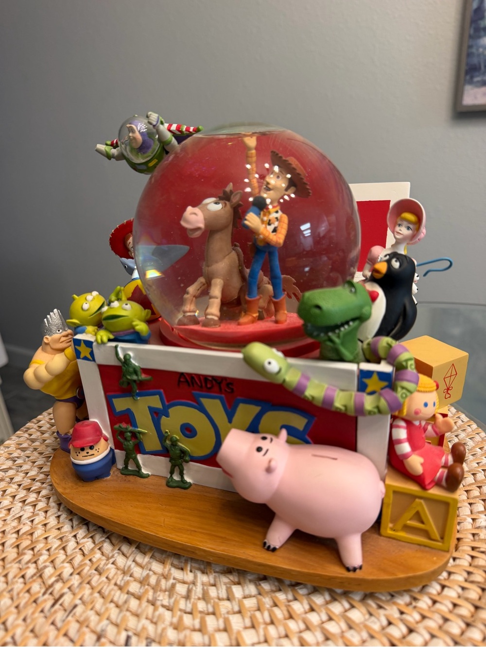 Vintage 1995 Disney Pixar Toy Story Musical Snow Globe Music Box Woody Buzz - Picture 10 of 13
